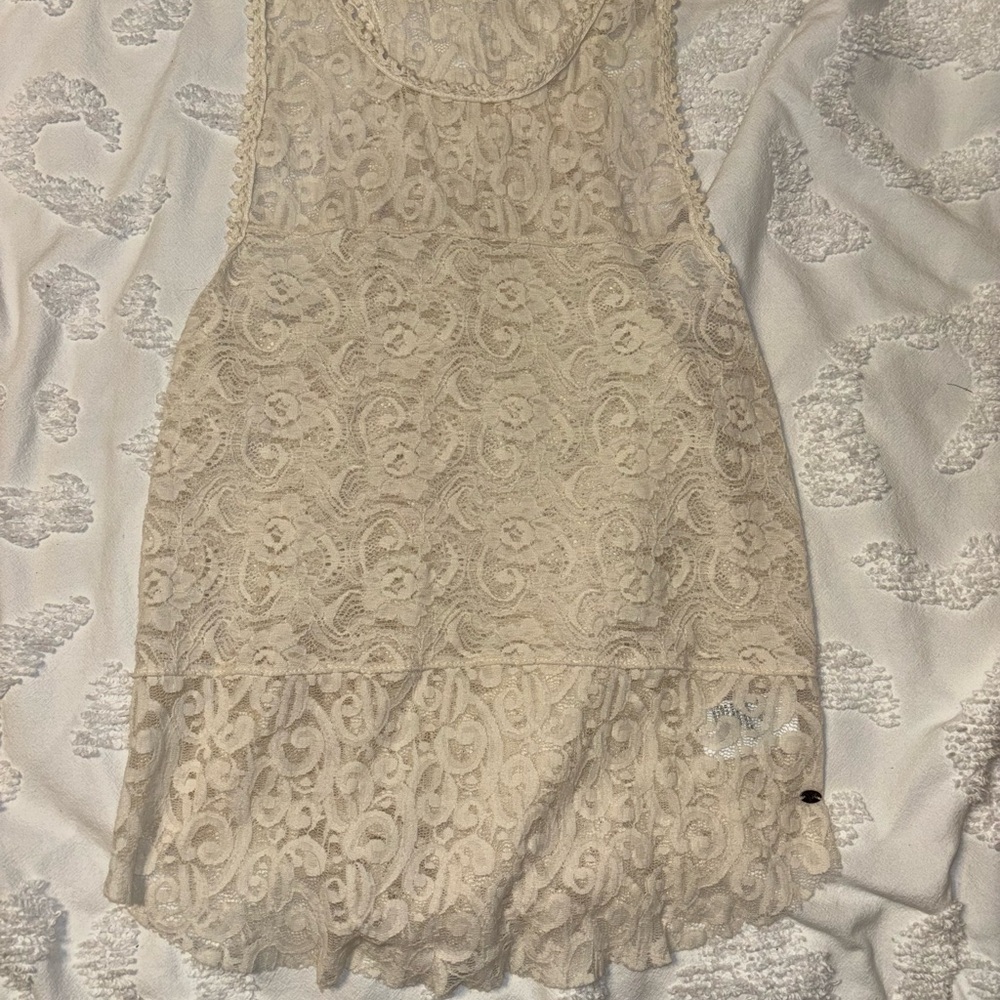 American Eagle Outfitters Ivory Lace Scoop Neck Tank